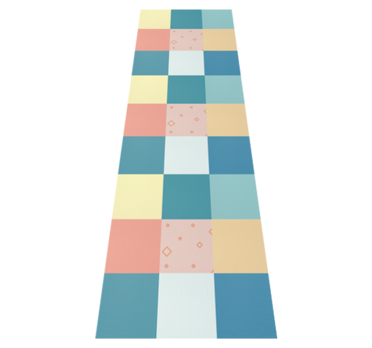 Tapis vinyle géométrique motif rétro coloré patchwork - TenStickers