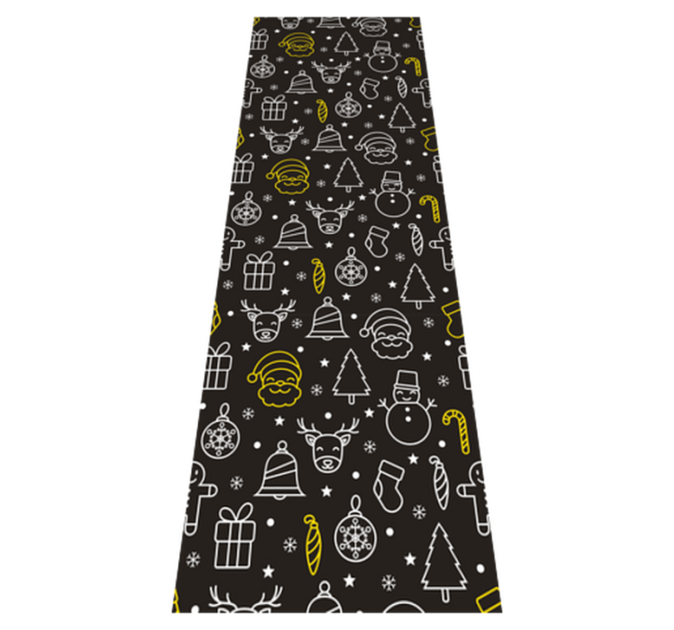Tapis vinyle noël motif blanc et jaune sur fond noir - TenStickers