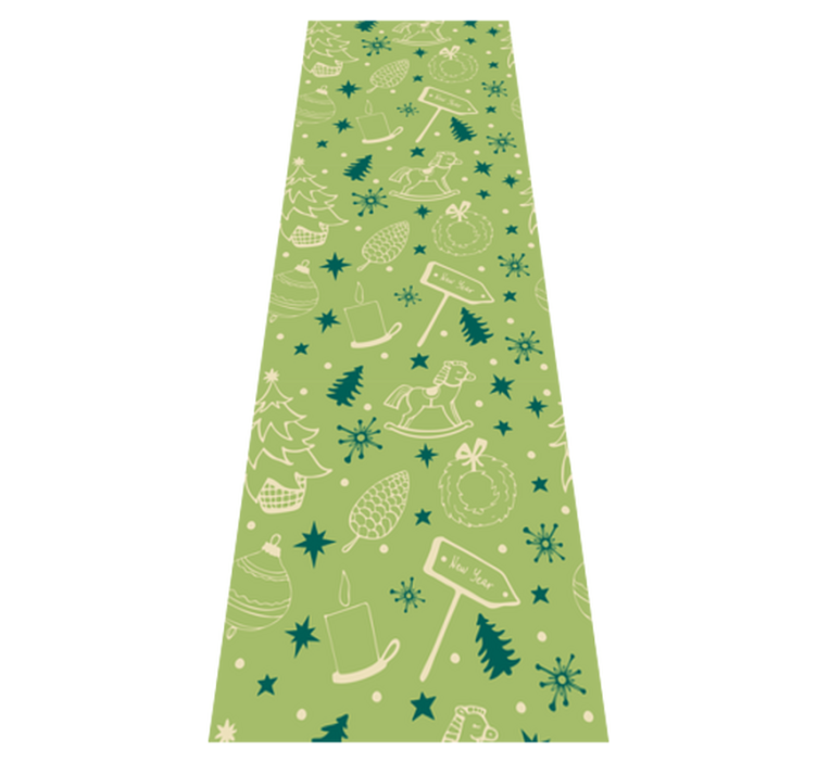 Tapis vinyle noël éléments de noël fond vert - TenStickers