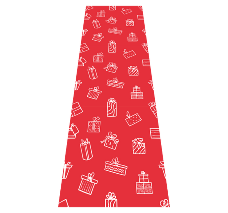 Tapis vinyle noël motifs cadeaux blancs sur fond rouge - TenStickers
