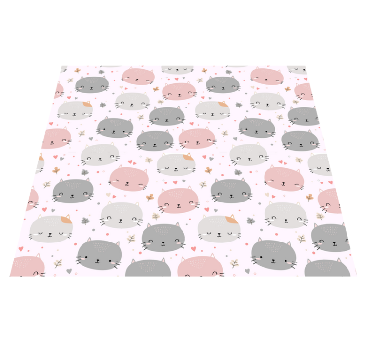 Tapis vinyle chambre jolis chatons gris et roses - TenStickers