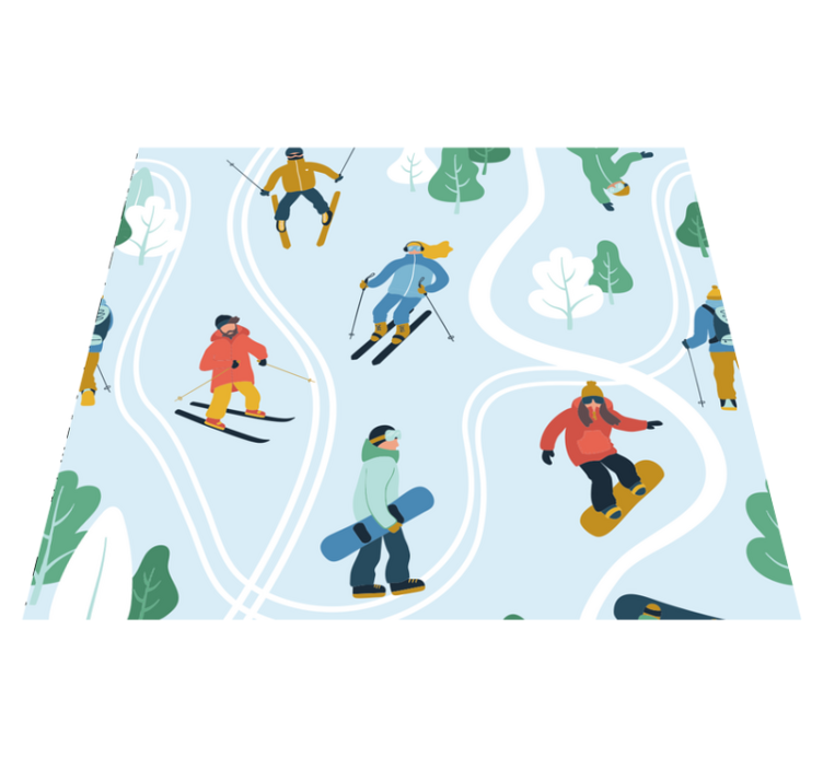 Tapis vinyle chambre design ski bleu - TenStickers