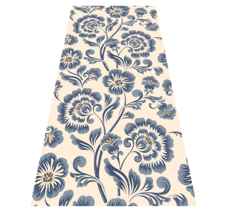 Tapis vinyle chambre style vintage floral bleu - TenStickers