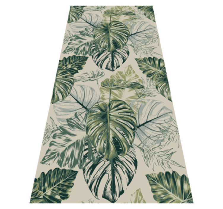 Tapis vinyle chambre formes monstera décolorées beige - TenStickers