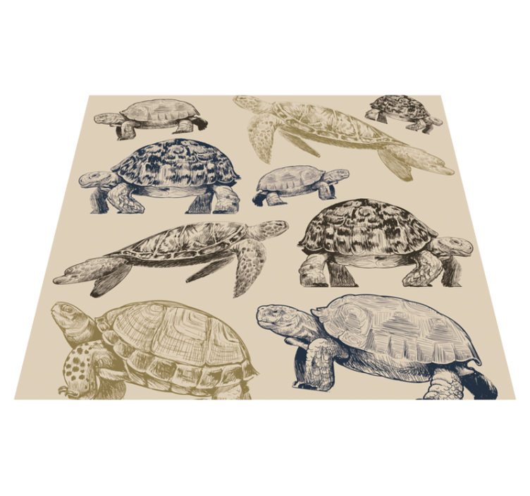 Tapis vinyle chambre tortues sur fond beige - TenStickers