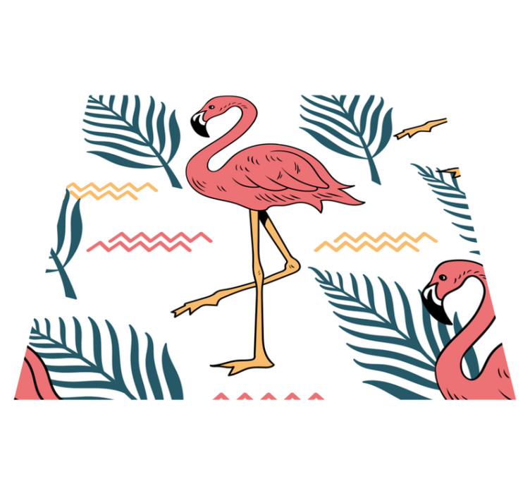 Tapis vinyle chambre feuillage tropical et flamants - TenStickers