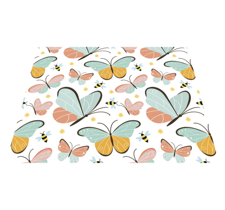 Tapis vinyle chambre papillons et abeilles - TenStickers