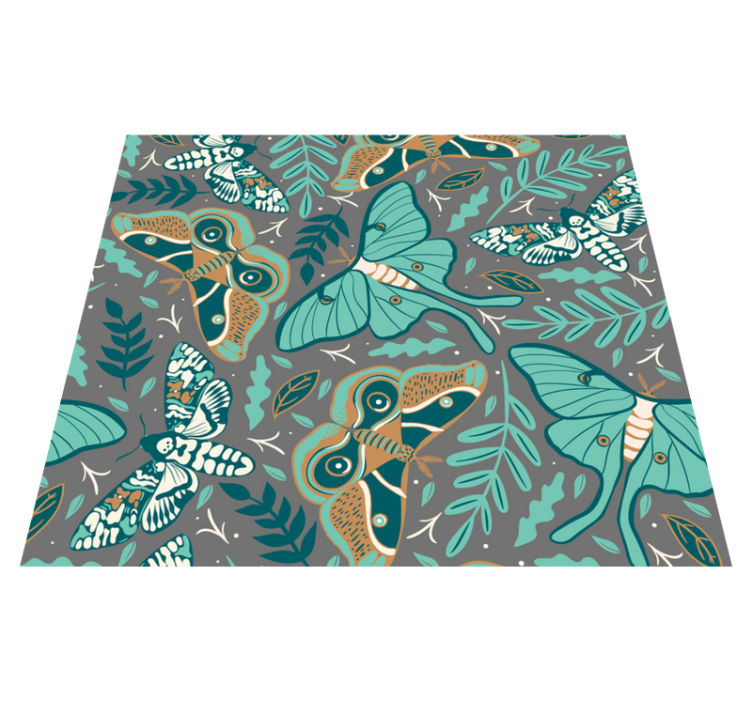 Tapis vinyle chambre papillons verts et bleus - TenStickers