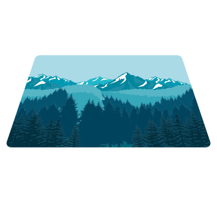 Tapis vinyle nature paysage bleu et vert complet - TenStickers