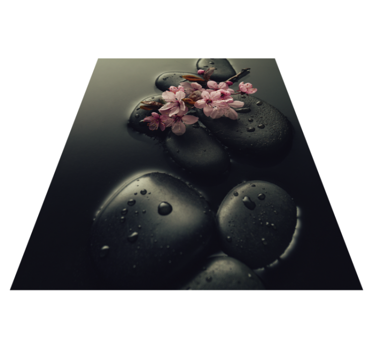 Tapis vinyle nature ambiance zen avec pierre toilettes - TenStickers