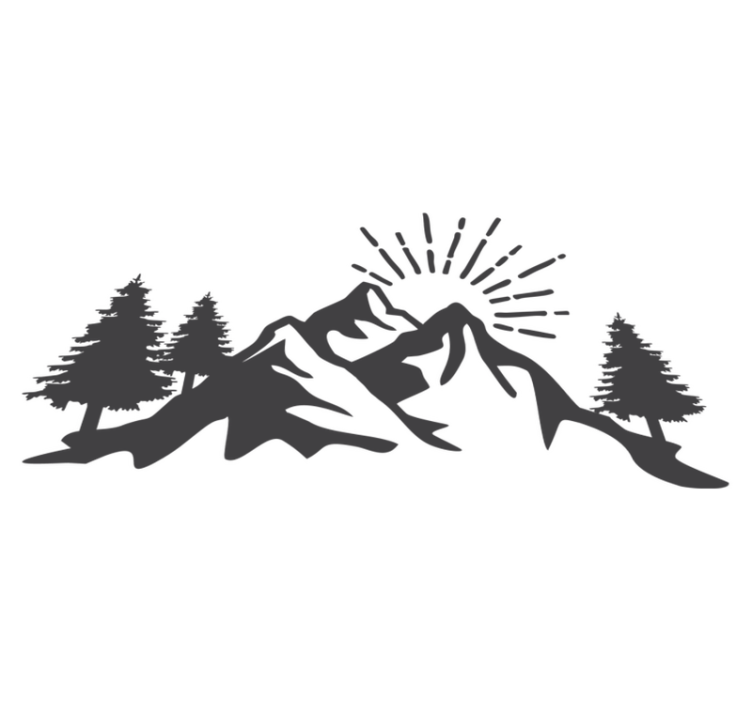 Tapis vinyle nature silhouette de montagne ensoleillée - TenStickers
