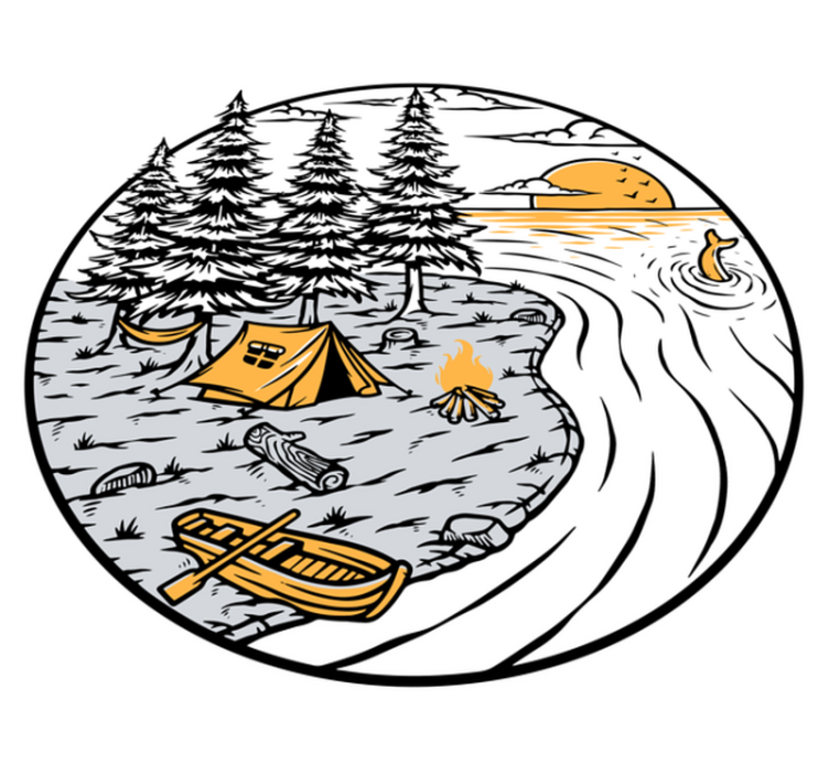 Tapis vinyle nature badge paysage jaune camping-car - TenStickers