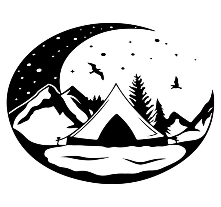 Tapis vinyle nature montagnes et nuit de lune - TenStickers