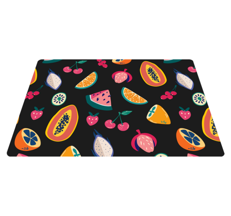 Tapis vinyle nature fruits multicolores sur fond noir - TenStickers