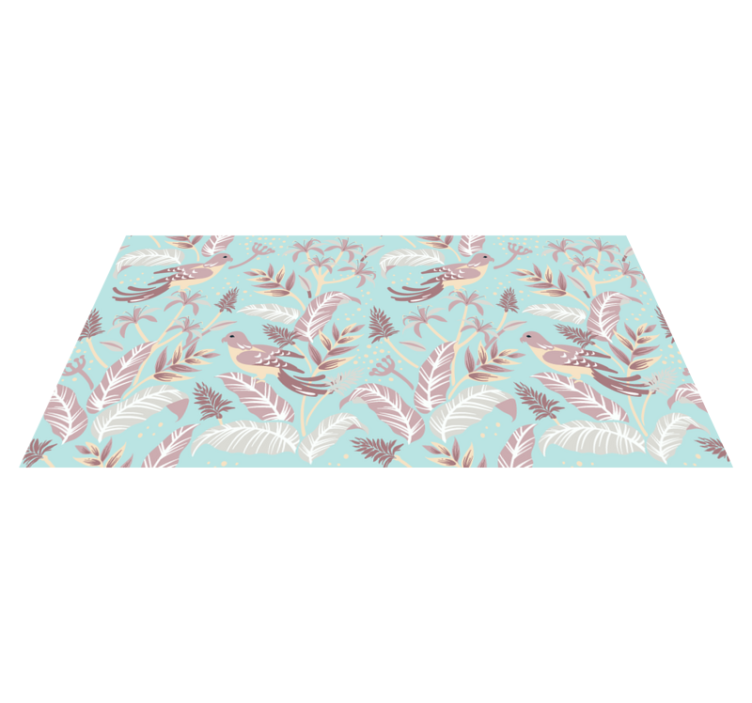 Tapis vinyle nature motif floral bleu et rose - TenStickers