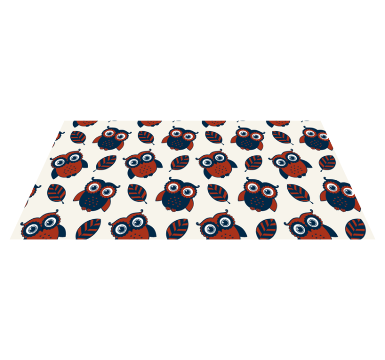Tapis vinyle nature motif hiboux bleus et rouges - TenStickers