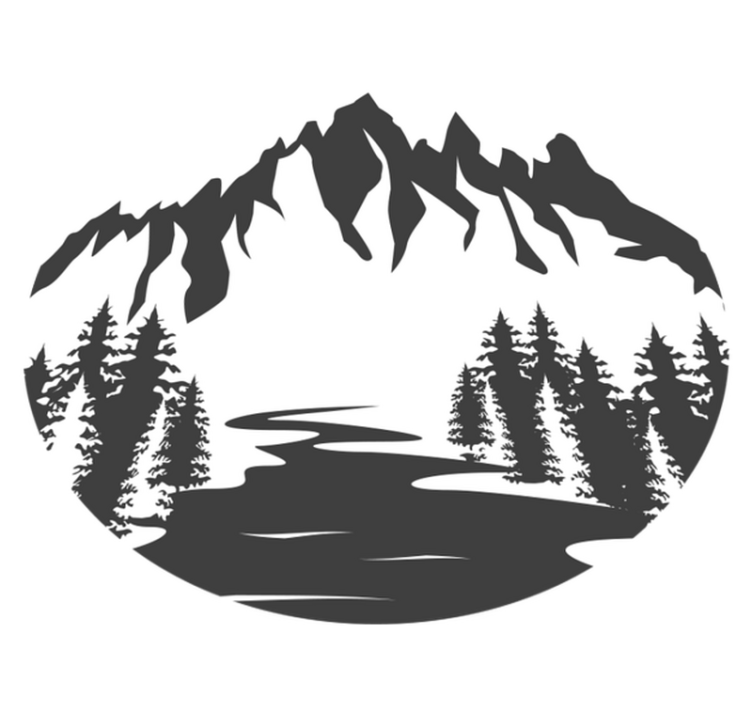 Tapis vinyle nature silhouette de paysage montagneux - TenStickers