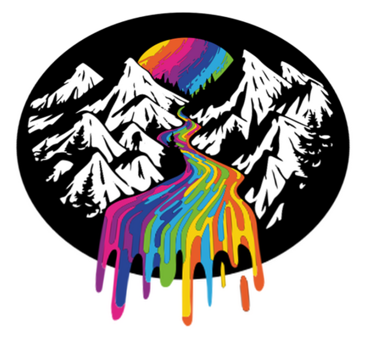 Tapis vinyle nature paysage de montagne arc-en-ciel - TenStickers