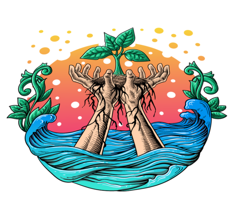 Tapis vinyle nature mains en pleine croissance - TenStickers
