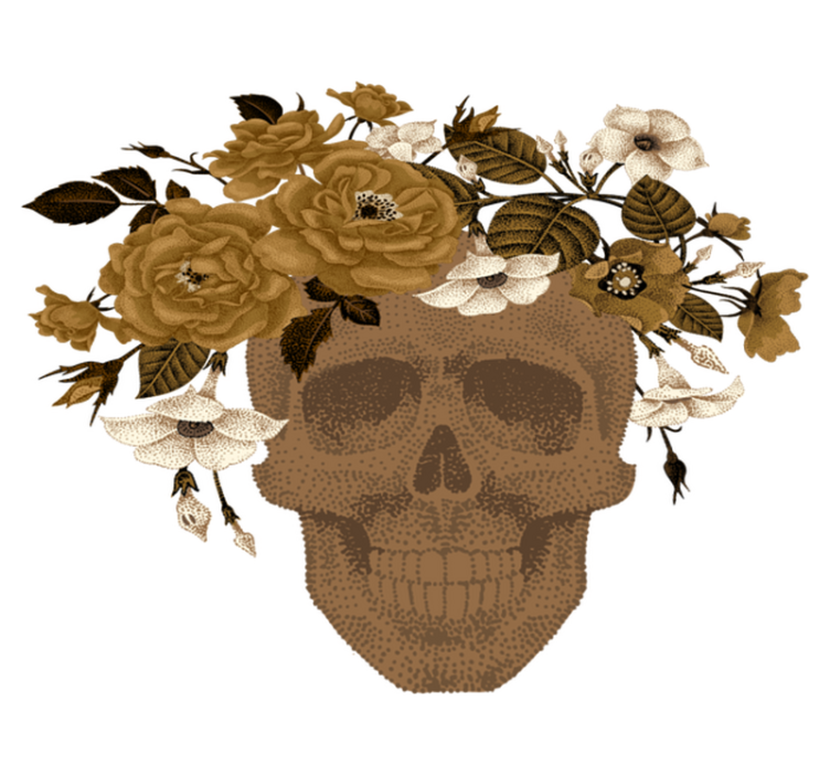 Tapis vinyle nature arrangement floral crâne - TenStickers