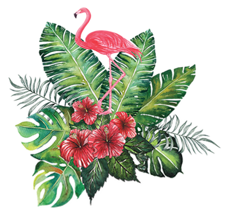 Tapis vinyle plantes flamant rose tropical grand - TenStickers