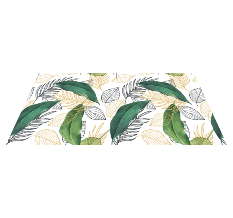 Tapis vinyle plantes feuilles vertes et dorées artistiques - TenStickers