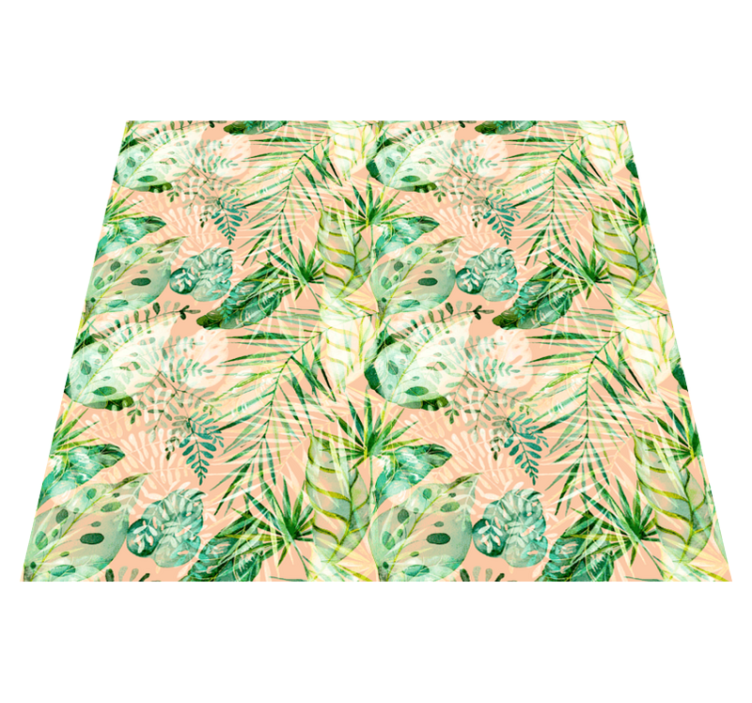 Tapis vinyle plantes design feuilles florales roses - TenStickers