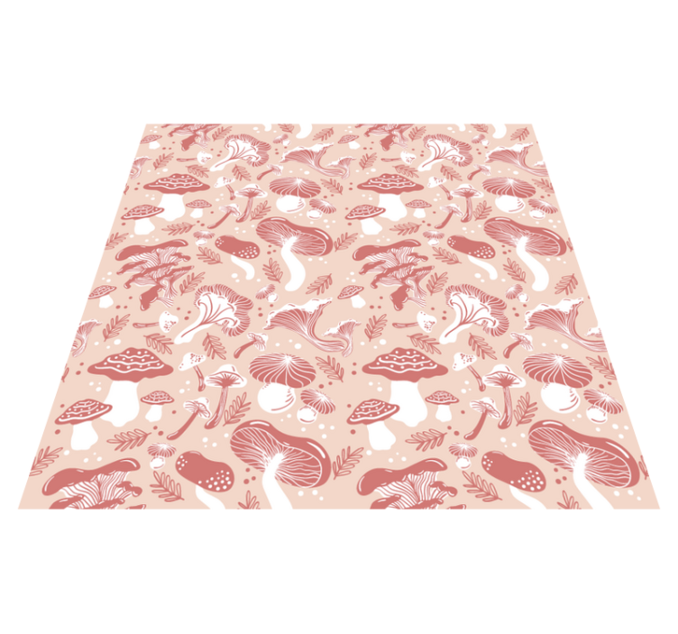 Tapis vinyle plantes champignons de forêt sur fond beige - TenStickers