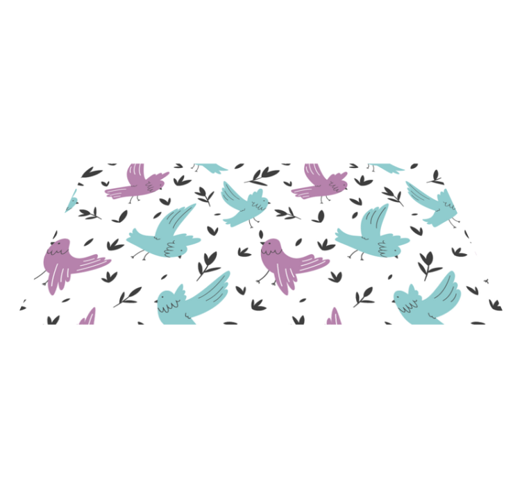 Tapis vinyle plantes oiseaux bleus et violets illustration - TenStickers