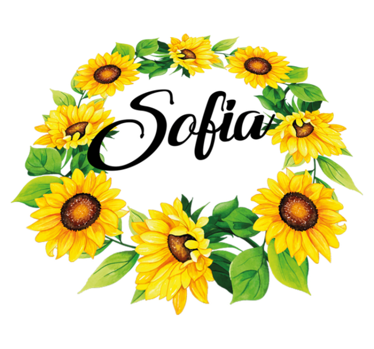 Tapis vinyle plantes couronne de fleurs d'été avec nom - TenStickers