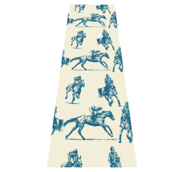 Tapis vinyle chambre motif chevaux bleu et beige - TenStickers