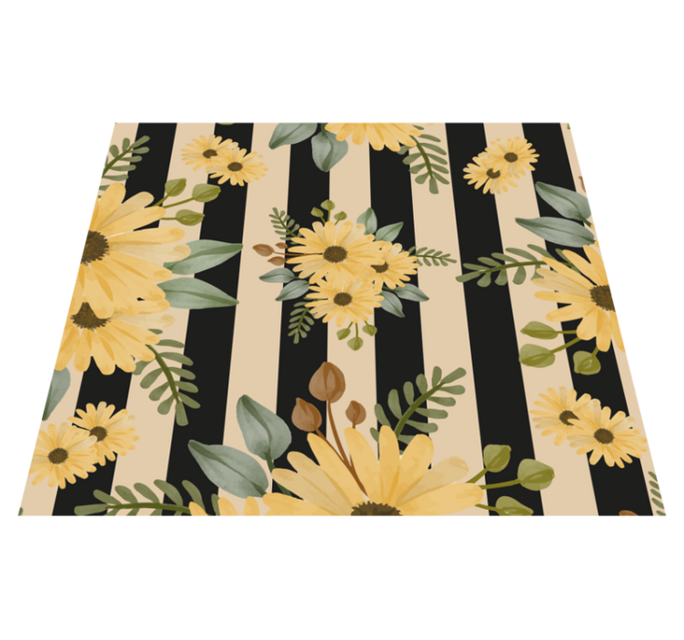 Tapis vinyle chambre tournesols d'automne sur rayures - TenStickers