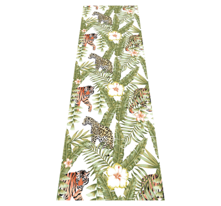 Tapis vinyle chambre feuilles tropicales léopards - TenStickers