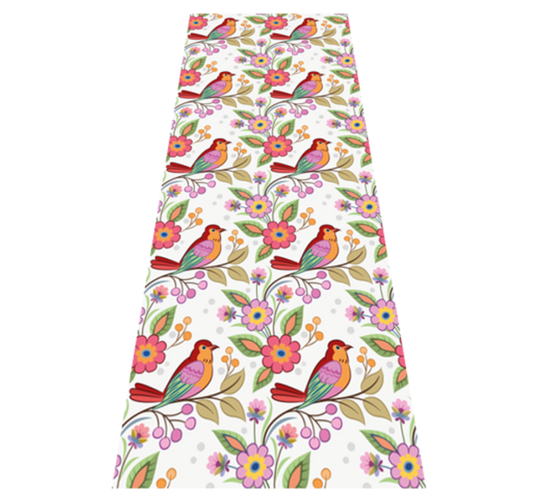 Tapis vinyle chambre oiseau rouge et orange sur arbre vert - TenStickers