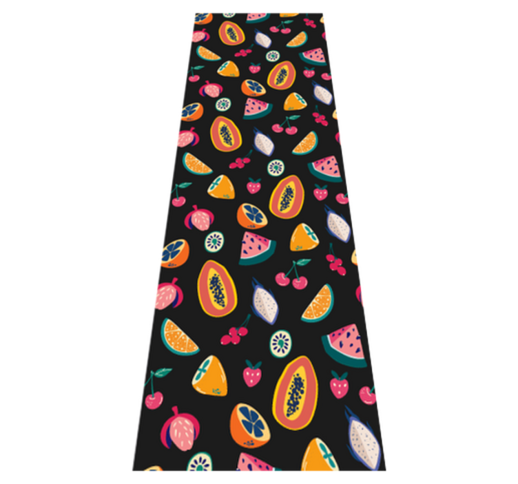 Tapis vinyle chambre fruits multicolores sur fond noir - TenStickers