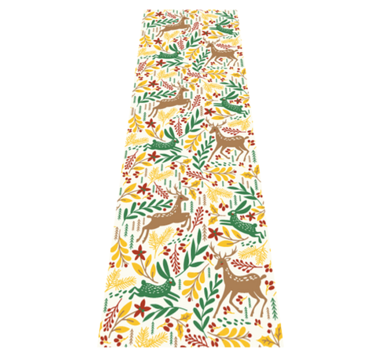 Tapis vinyle chambre motif cerfs gris et fleurs jaunes - TenStickers