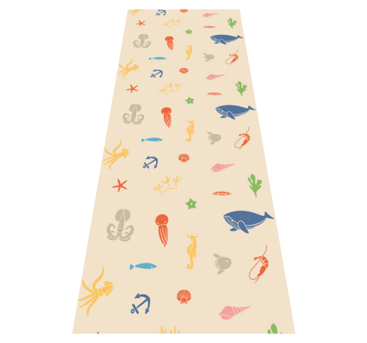 Tapis vinyle chambre animaux marins sur fond beige clair - TenStickers
