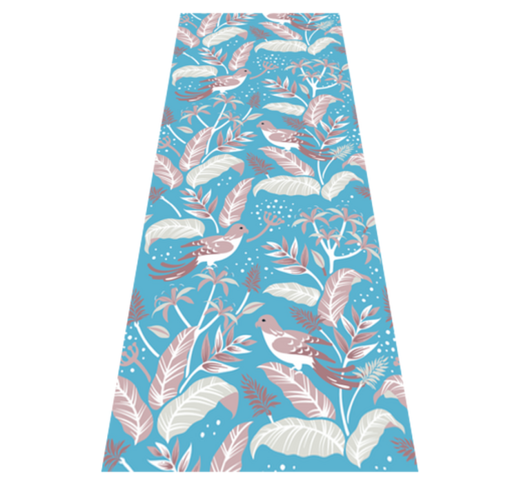 Tapis vinyle chambre feuilles tropicales bleues et roses - TenStickers