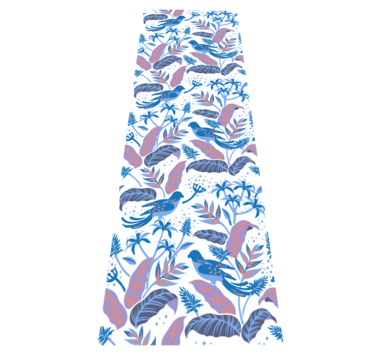 Tapis vinyle chambre oiseaux roses et bleus sur feuilles - TenStickers