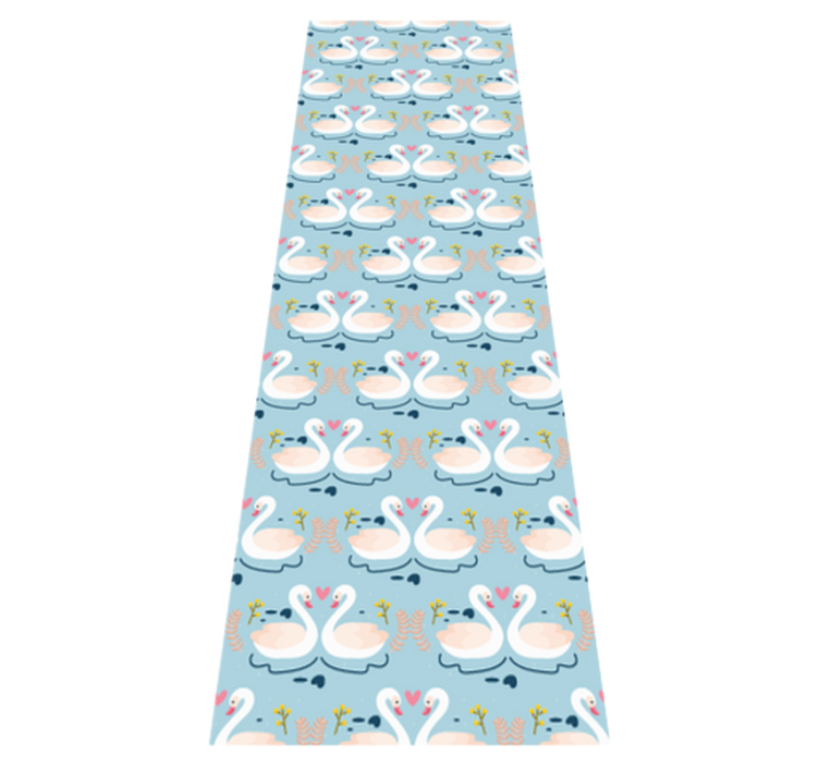 Tapis vinyle chambre motif de cygnes amoureux bleu - TenStickers