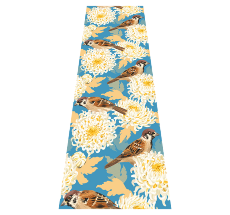 Tapis vinyle chambre motif oiseaux et feuilles aquarella - TenStickers