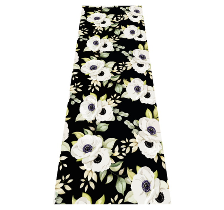 Tapis vinyle chambre motif de roses blanches et noires - TenStickers