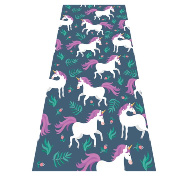 Tapis vinyle chambre motif licorne bleue plat - TenStickers