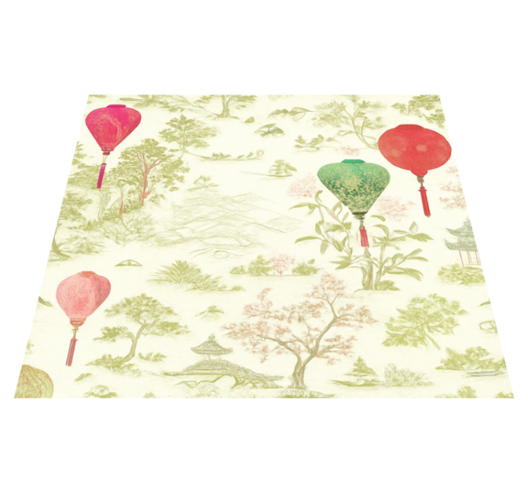 Tapis vinyle chambre paysage oriental chinois - TenStickers