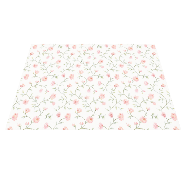 Tapis vinyle chambre fleurs botaniques roses - TenStickers