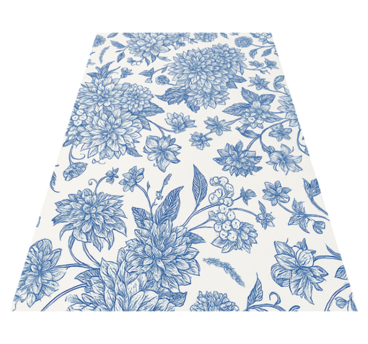 Tapis vinyle chambre dahlia bleu floral - TenStickers