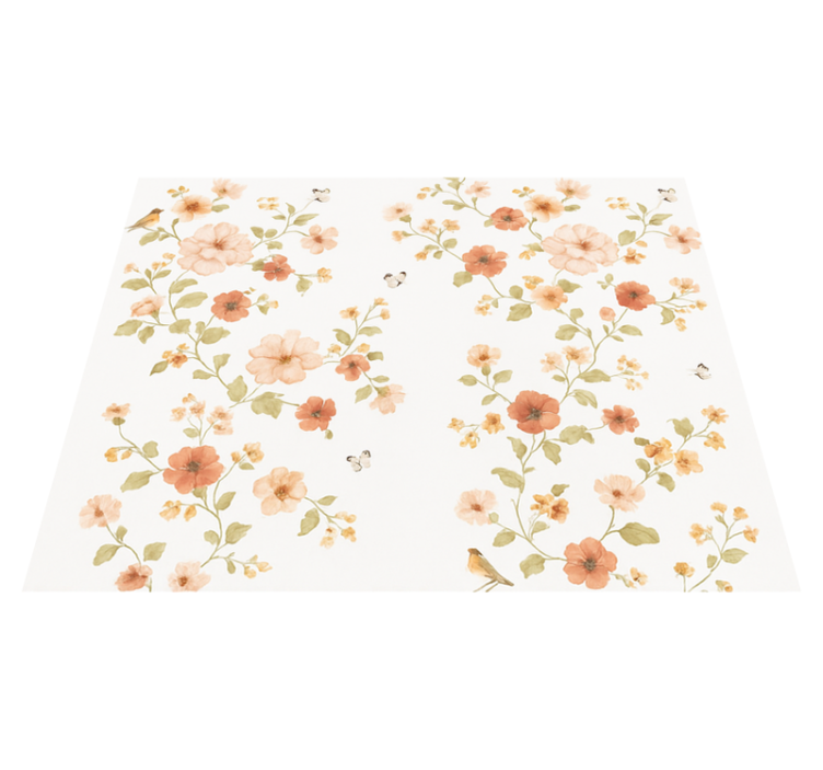 Tapis vinyle chambre fleurs blanches simples - TenStickers