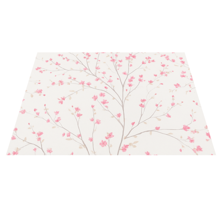 Tapis vinyle chambre arbre avec petites fleurs roses - TenStickers