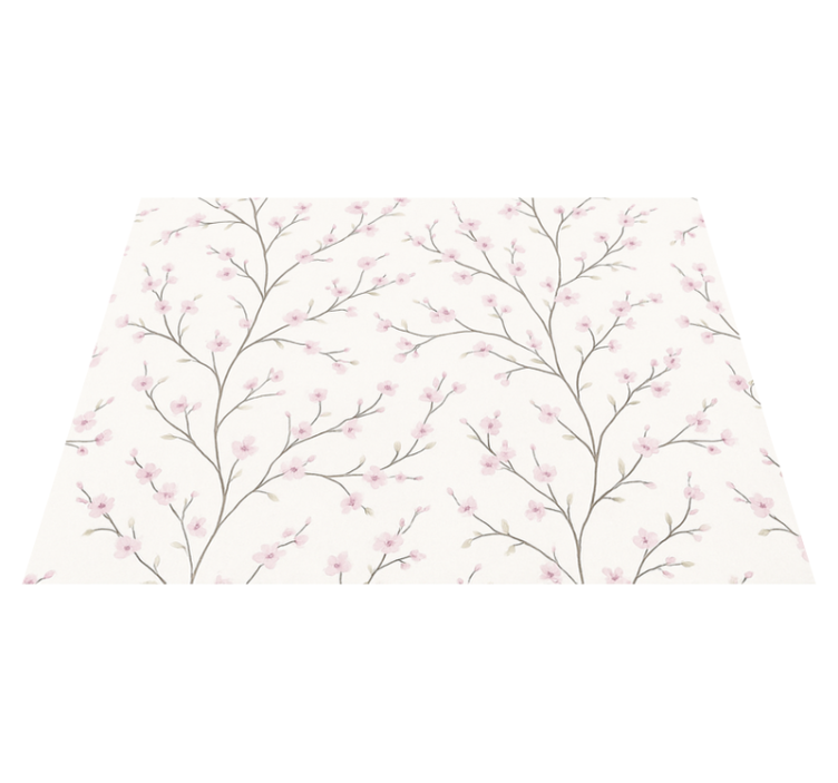 Tapis vinyle chambre arbre gris avec fleurs roses - TenStickers