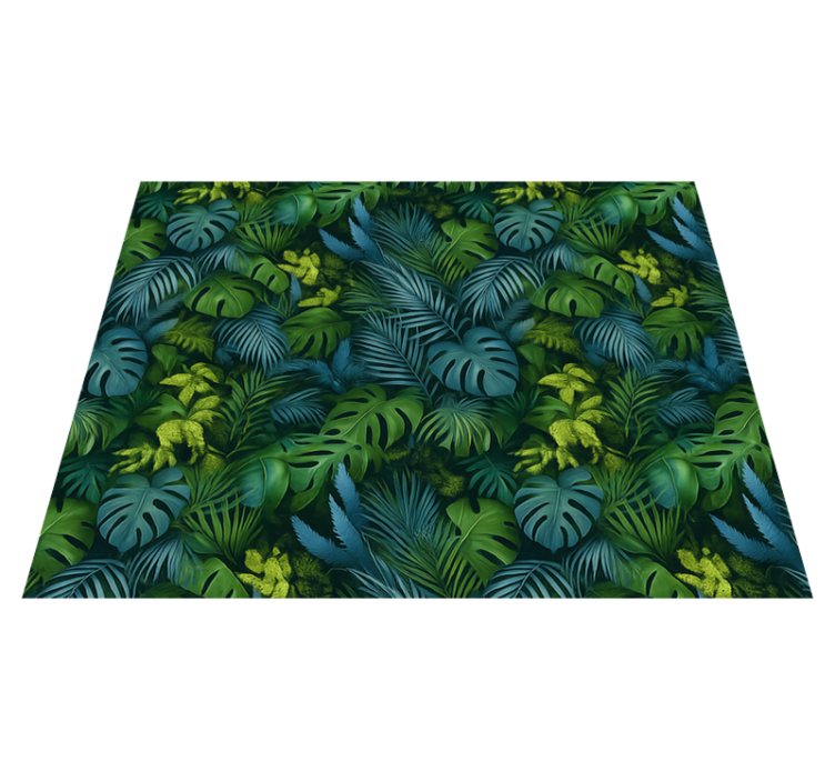 Tapis vinyle chambre feuilles vertes et bleues - TenStickers